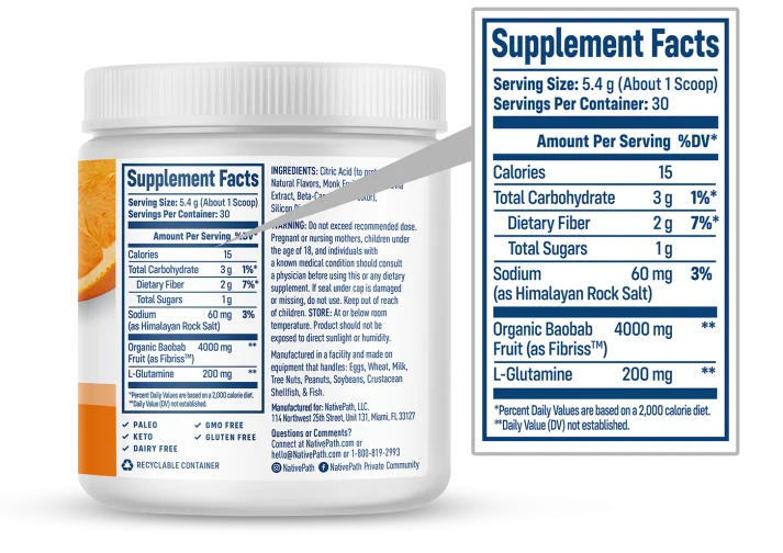 NativPath Native Fiber Supplement Fact