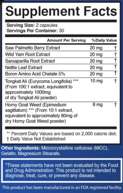 VapoFil Premium Formula Ingredients Supplement Facts
