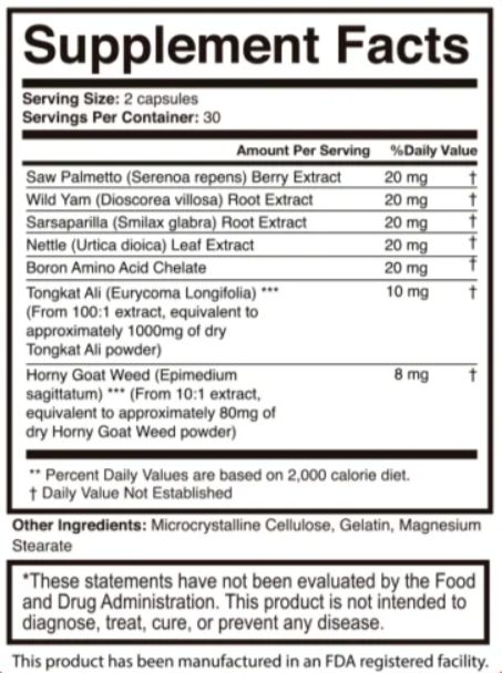 AlphaSteel Ingredients Supplement Facts