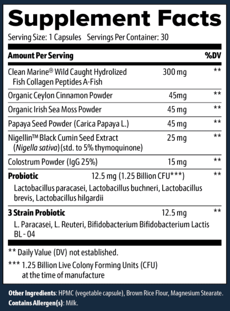 Gut Save supplement facts