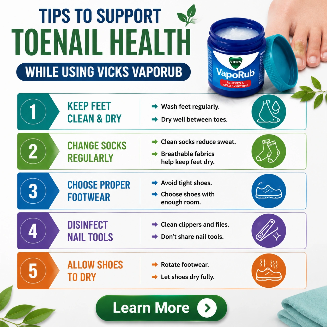 Tips to Support Toenail Health While Using Vicks VapoRub