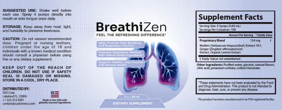 BreathiZen Supplement Facts