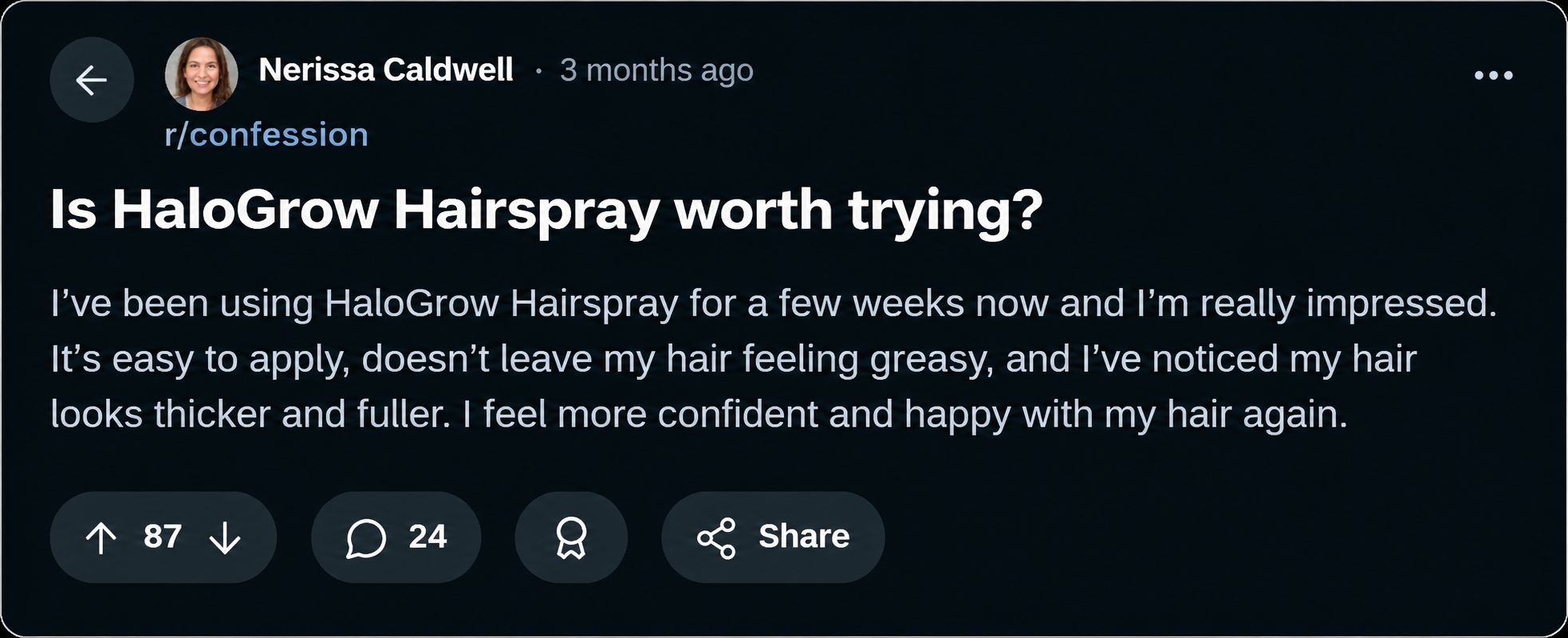 HaloGrow Hairspray Customer Reviews 2