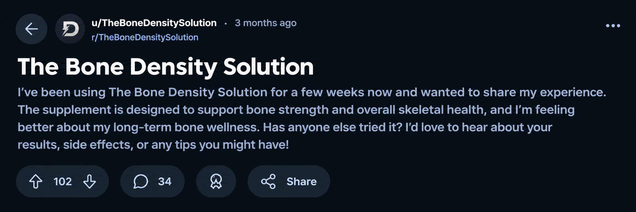 The Bone Density Solution - Customer 1