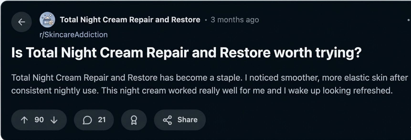 Total Night Cream Repair and Restore - Customer Reviews 2