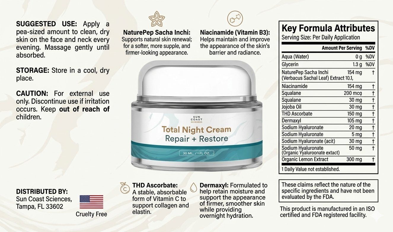 Total Night Cream Repair and Restore - Ingredients