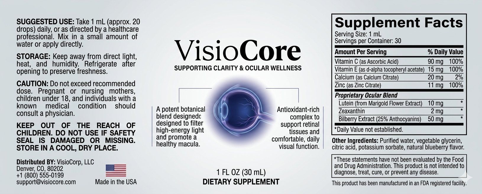 Visiocore - Ingredins